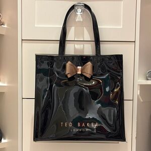 Ted Baker Glossy Black Tote with Bow